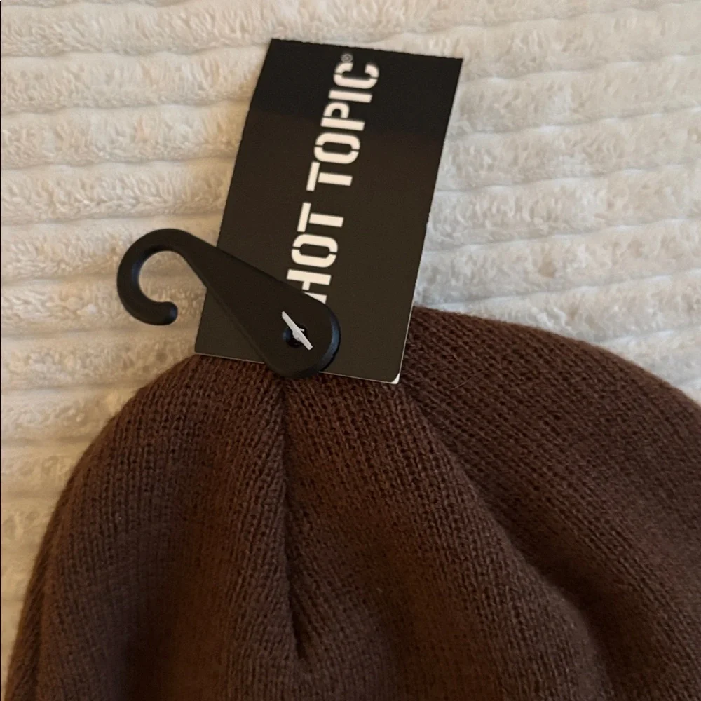 Brown Beanie with Frog and Mushroom Design - Picture 3 of 3